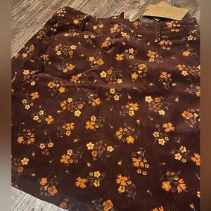 Princess Highway A-line Floral Corduroy Skirt